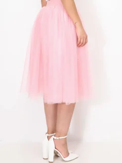 Outlet La Modeuse Jupe évasée en tulle Rose