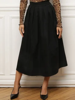 Hot La Modeuse Jupe évasée et plissée Noir