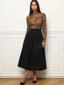 Hot La Modeuse Jupe évasée et plissée Noir