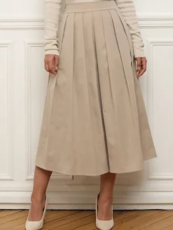 Sale La Modeuse Jupe évasée et plissée Beige