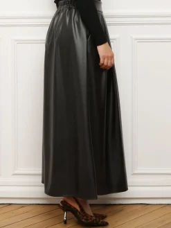Best La Modeuse Jupe évasée et plissée en simili Noir