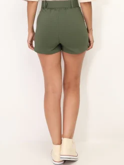 New La Modeuse Jupe-short ceinturée à poches Kaki