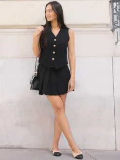 Online La Modeuse Jupe-short plissée Noir