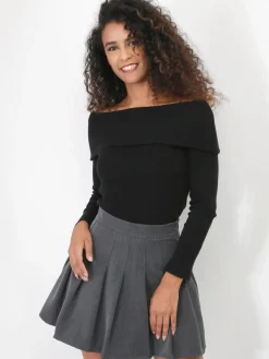 Sale La Modeuse Jupe-short plissée grisfoncé