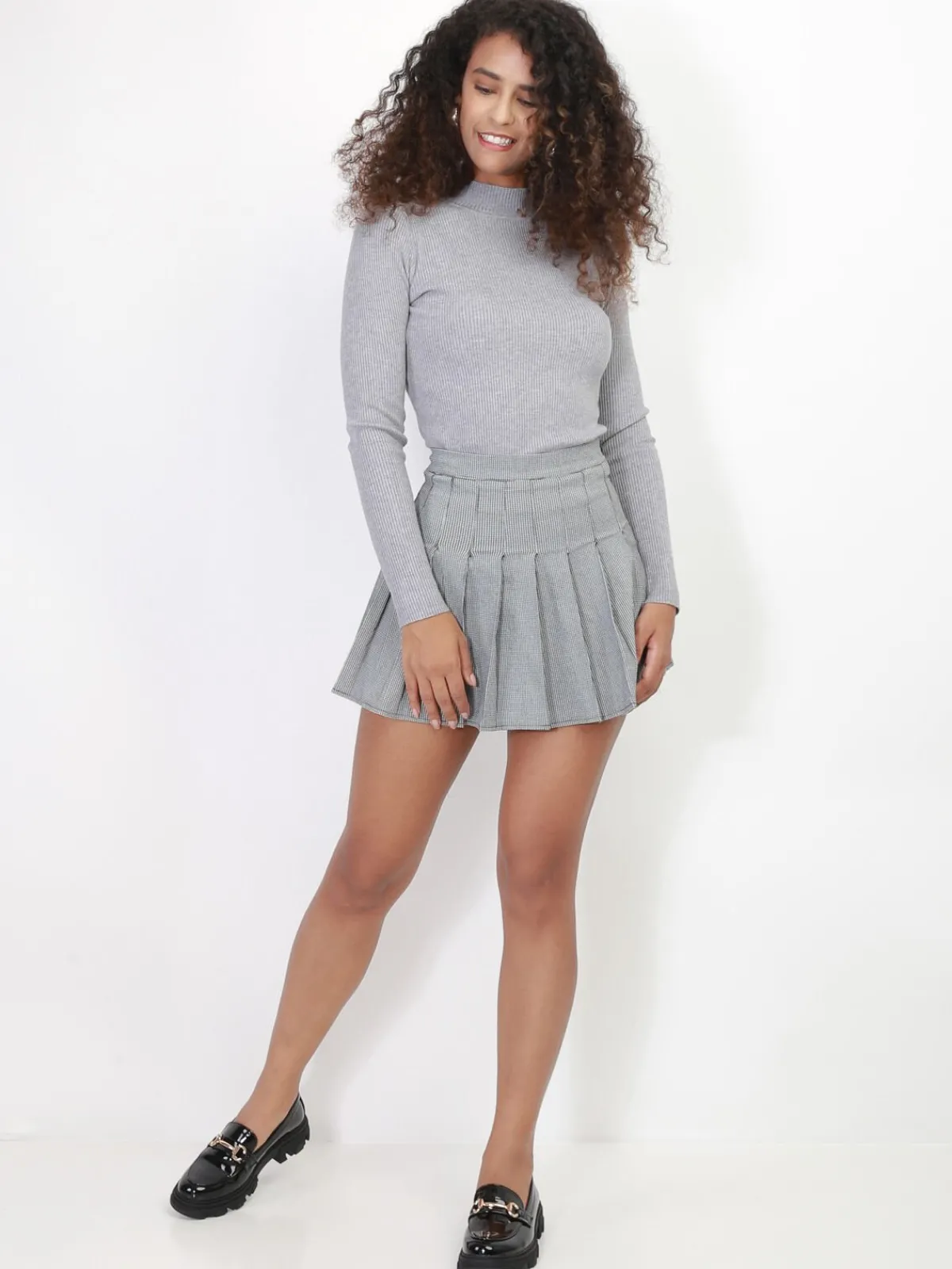 Hot La Modeuse Jupe-short plissée motifs Prince de Galles