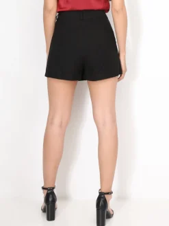 Clearance La Modeuse Jupe-short taille haute Noir