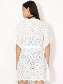 La Modeuse Kimono en dentelle à nouer Blanc