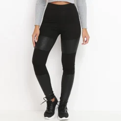 Outlet La Modeuse Legging avec empiècements à motif Noir