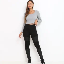 Outlet La Modeuse Legging avec empiècements à motif Noir