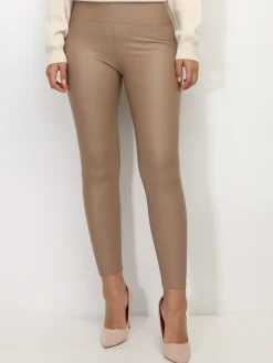 Outlet La Modeuse Legging basique en simili Taupe