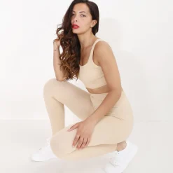Clearance La Modeuse Legging côtelé Beige