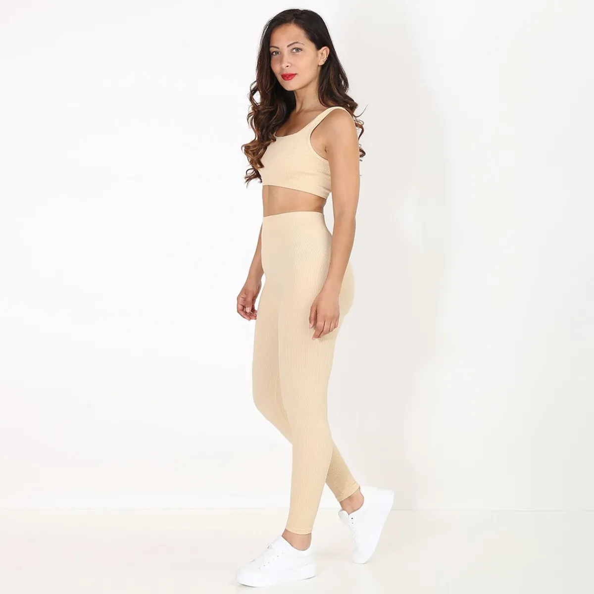 Clearance La Modeuse Legging côtelé Beige
