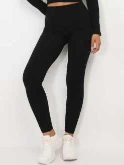 Outlet La Modeuse Legging côtelé basique Noir