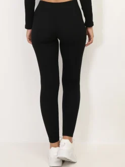 Outlet La Modeuse Legging côtelé basique Noir
