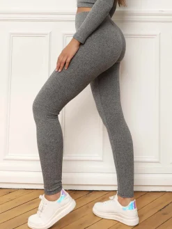 Online La Modeuse Legging côtelé basique Gris
