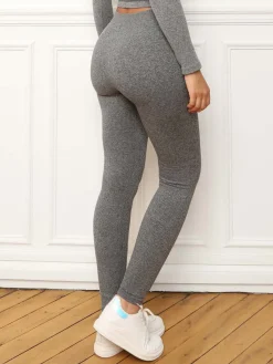 Online La Modeuse Legging côtelé basique Gris