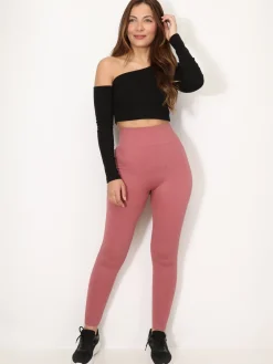 Outlet La Modeuse Legging côtelé effet push-up Bordeaux