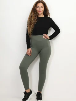 Hot La Modeuse Legging côtelé push-up Kaki