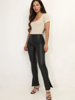 Hot La Modeuse Legging fendu en simili Noir