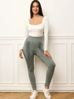 Discount La Modeuse Legging taille haute et push-up Kaki