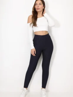 Online La Modeuse Legging texturé effet push-up BleuMarine
