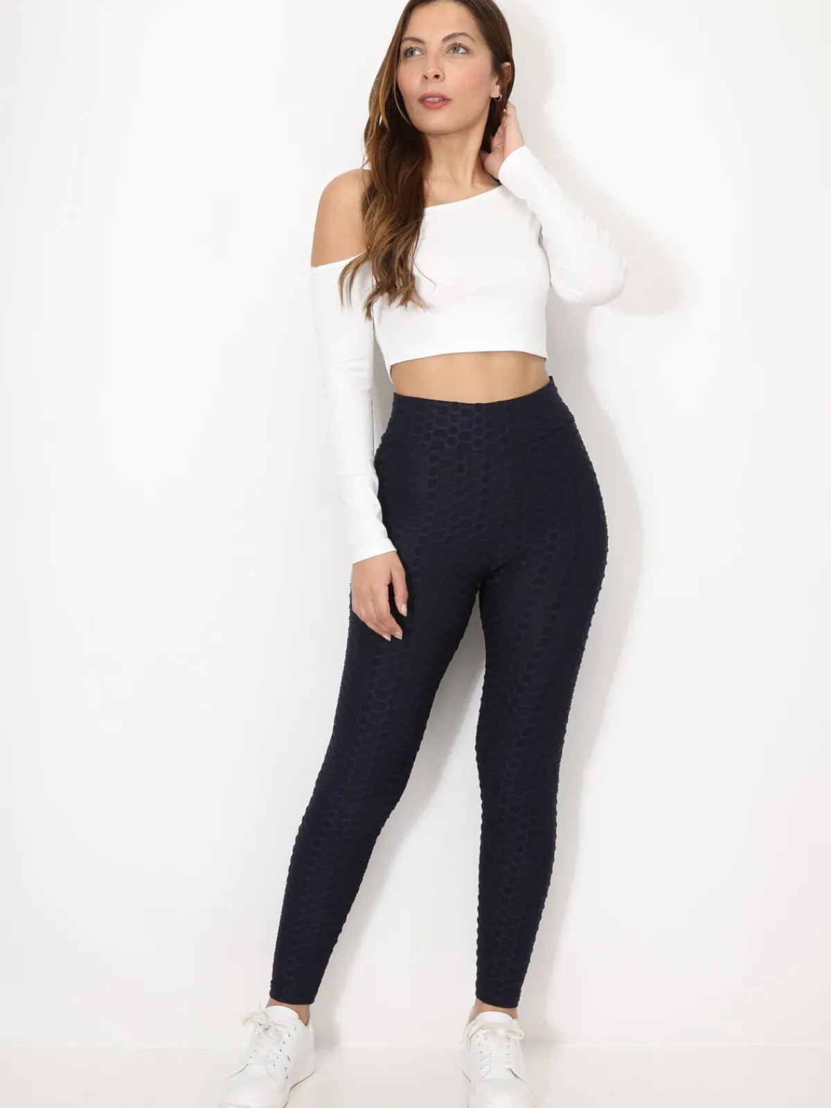 Online La Modeuse Legging texturé effet push-up BleuMarine