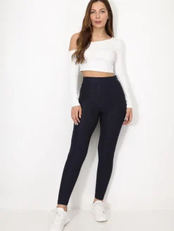 Online La Modeuse Legging texturé effet push-up BleuMarine