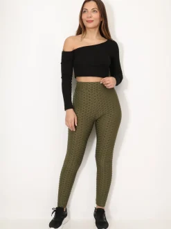 Sale La Modeuse Legging texturé effet push-up Kaki