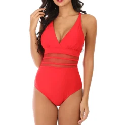 La Modeuse Maillot 1 pièce à détails transparents Rouge