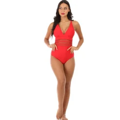 La Modeuse Maillot 1 pièce à détails transparents Rouge
