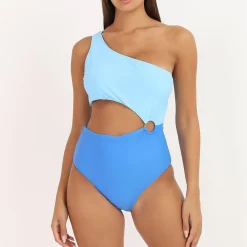 Clearance La Modeuse Maillot 1 pièce bicolore asymétrique Bleu