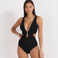 Sale La Modeuse Maillot de bain à découpes Noir