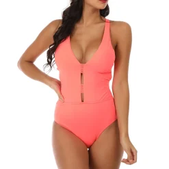 Discount La Modeuse Maillot de bain 1 pièce ajouré Corail