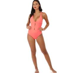 Discount La Modeuse Maillot de bain 1 pièce ajouré Corail