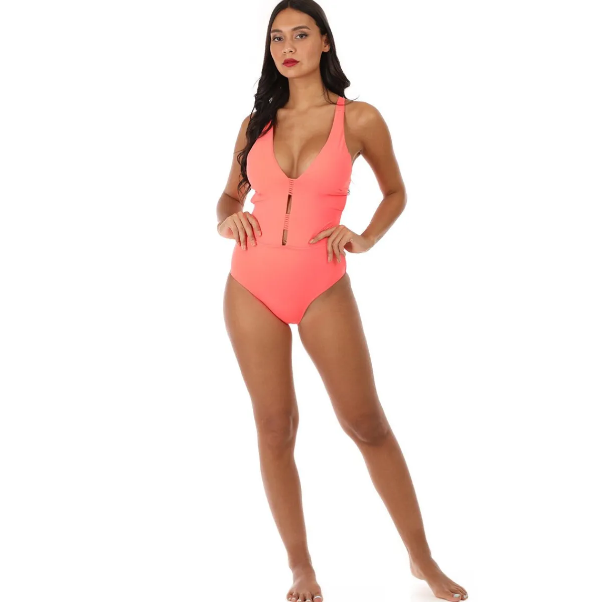 Discount La Modeuse Maillot de bain 1 pièce ajouré Corail