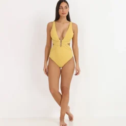 Hot La Modeuse Maillot de bain  1 pièce dos nu Jaune