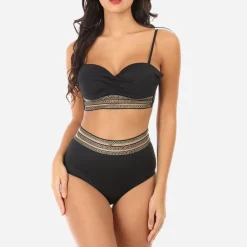 La Modeuse Maillot de bain 2 pièces à motif Grecque Noir