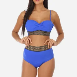 Outlet La Modeuse Maillot de bain 2 pièces  à motif Grecque Bleu
