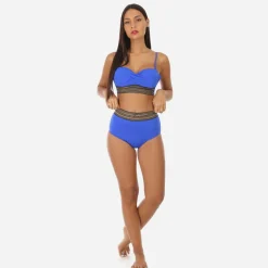 Outlet La Modeuse Maillot de bain 2 pièces  à motif Grecque Bleu