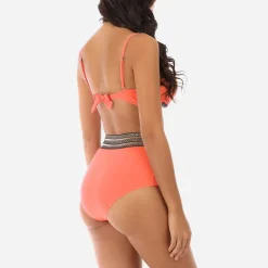 Hot La Modeuse Maillot de bain 2 pièces  à motif Grecque Corail