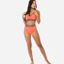 Hot La Modeuse Maillot de bain 2 pièces  à motif Grecque Corail