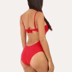 Sale La Modeuse Maillot de bain  avec empiècements en tulle Rouge