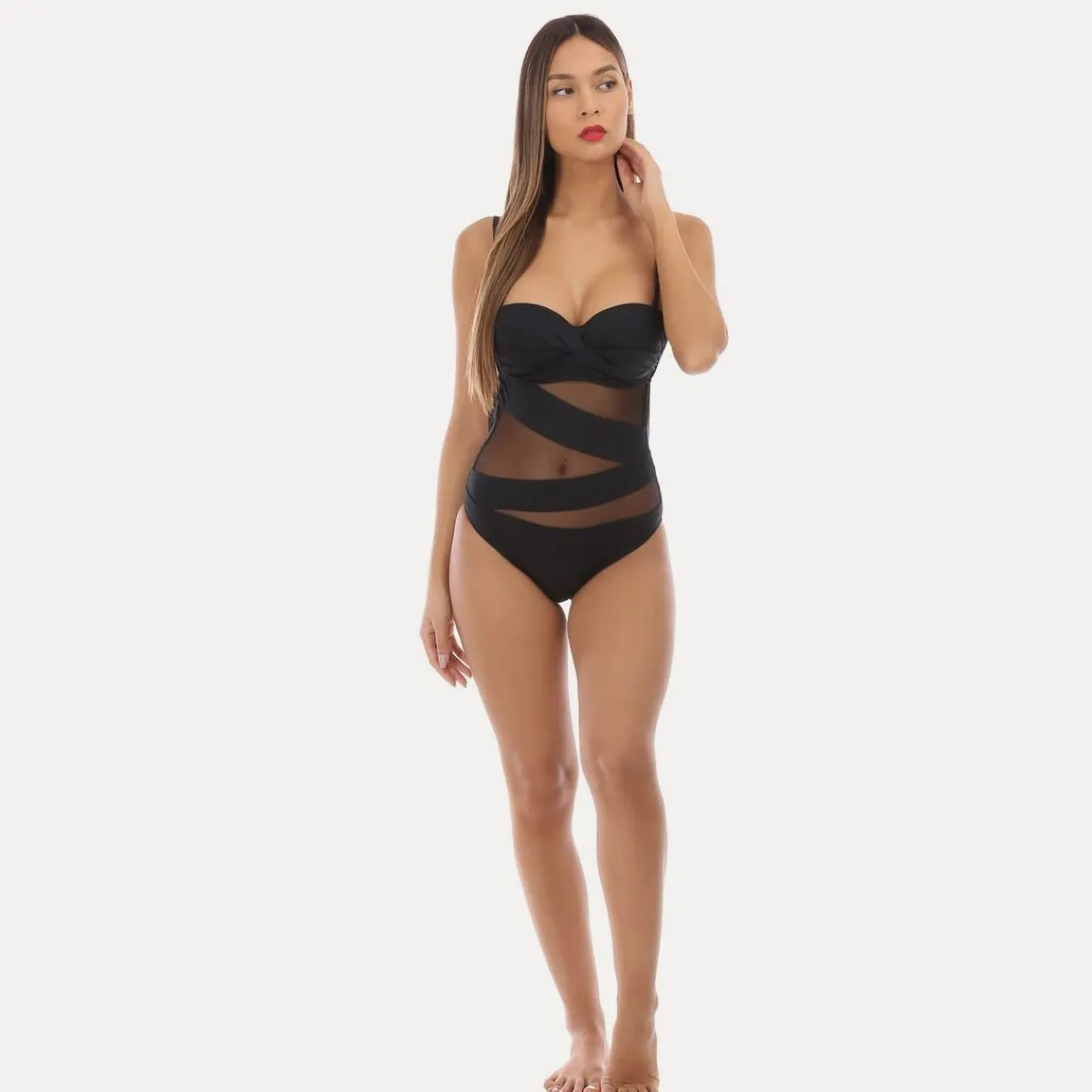 Sale La Modeuse Maillot de bain avec tulle Noir