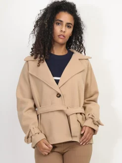 Sale La Modeuse Manteau court à nouer Camel