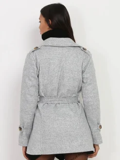 La Modeuse Manteau court ceinturé Grisclair