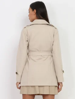 Discount La Modeuse Manteau court ceinturé Beige
