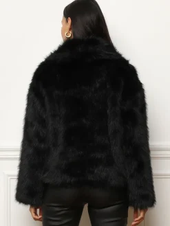 Online La Modeuse Manteau court fourré Noir