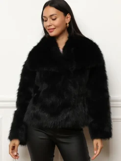 Online La Modeuse Manteau court fourré Noir