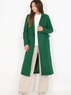 Clearance La Modeuse Manteau long à boutons Vert