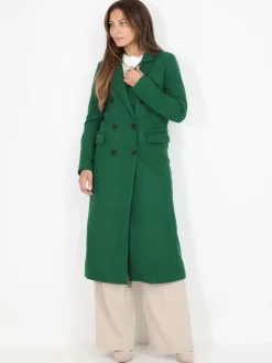 Clearance La Modeuse Manteau long à boutons Vert